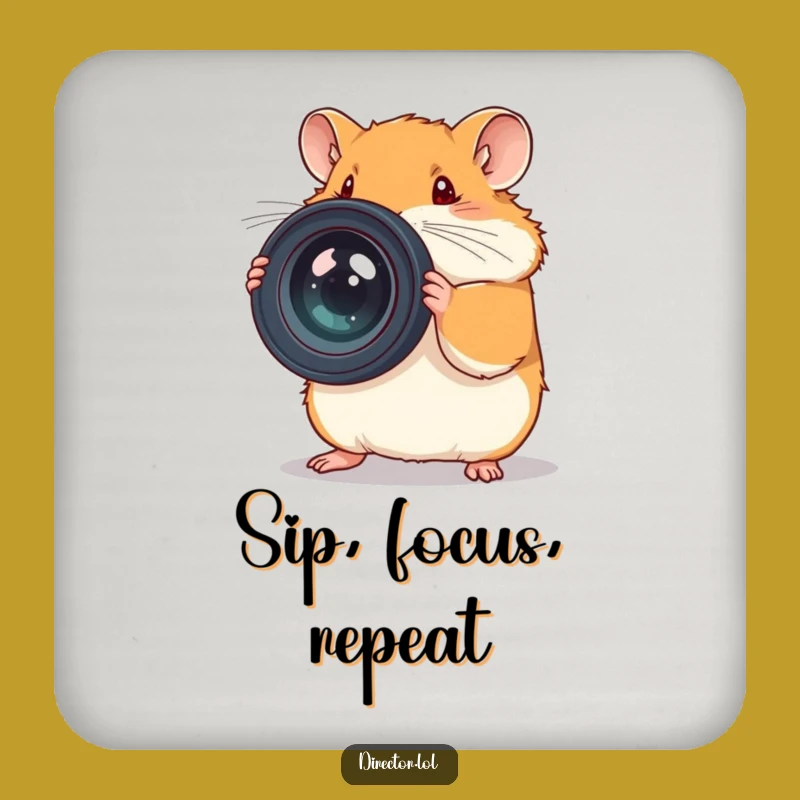 Funny Hamster Photographer Coaster - Protect Surfaces with Hilarious Photo Art
