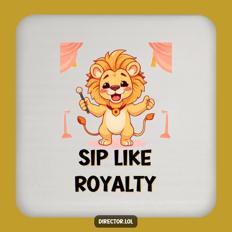 Funny Lion Conductor Coasters: Elegant Protection with Majestic Flair
