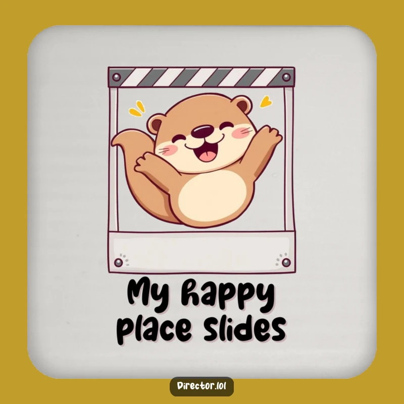 Funny Otter Movie Night Coaster: Protect Surfaces with Hilarious Filmmaker Otter Charm!