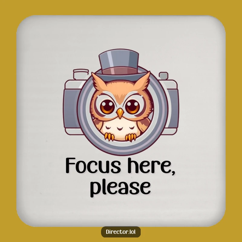 Funny Owl Photographer Drink Coaster: Protect Surfaces with Chic Camera Humor