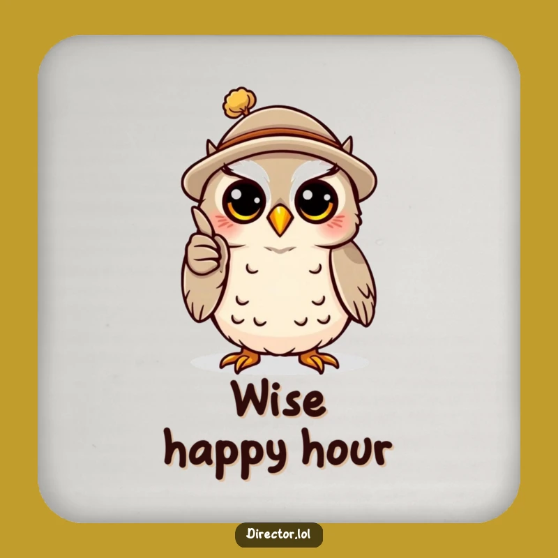 Funny Owl Professor Coaster: Protect Surfaces with Tiny Hat Savvy