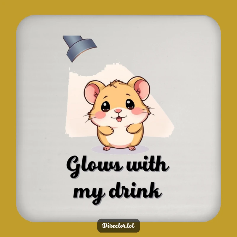 Funny Curious Hamster Spotlight Coaster: Protect Surfaces with Star Quality Gift