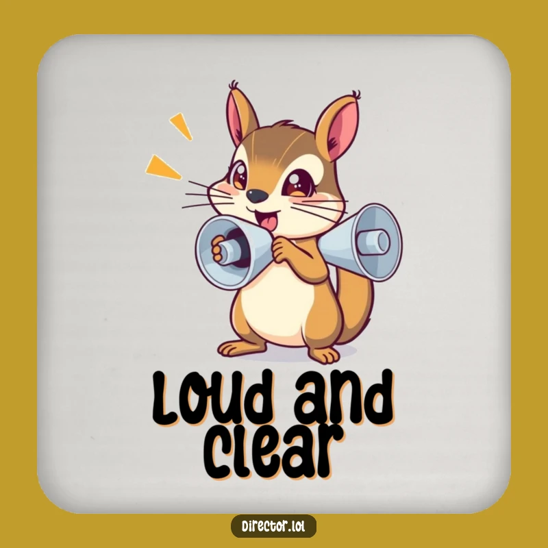 Funny Squirrel Megaphone Coasters - Set of Action Drink Decor Gift