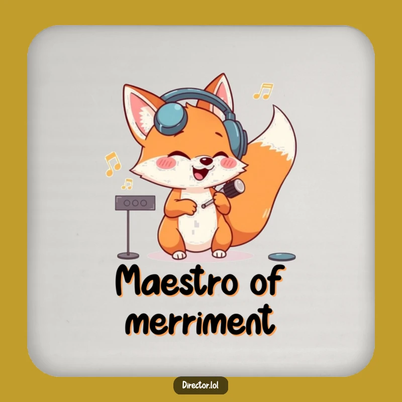 Funny Fox Conductor Coaster: Maestro Tabletop Accessory Gift