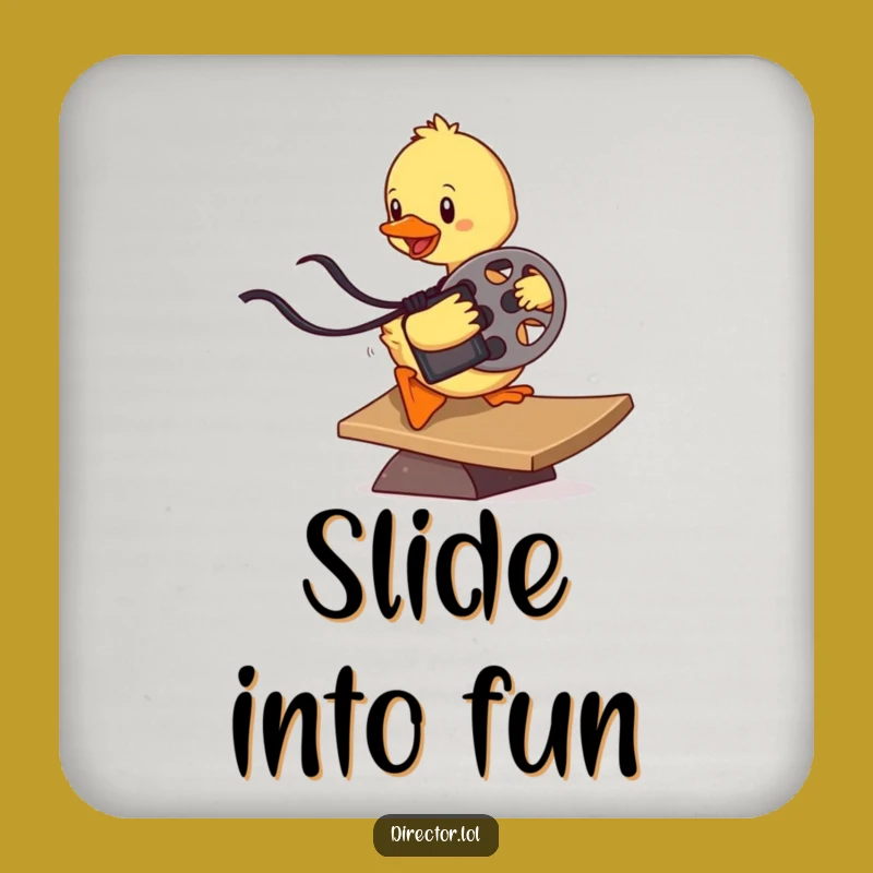 Funny Determined Duckling Film Drink Coaster: Protect Surfaces with Cinematic Flair