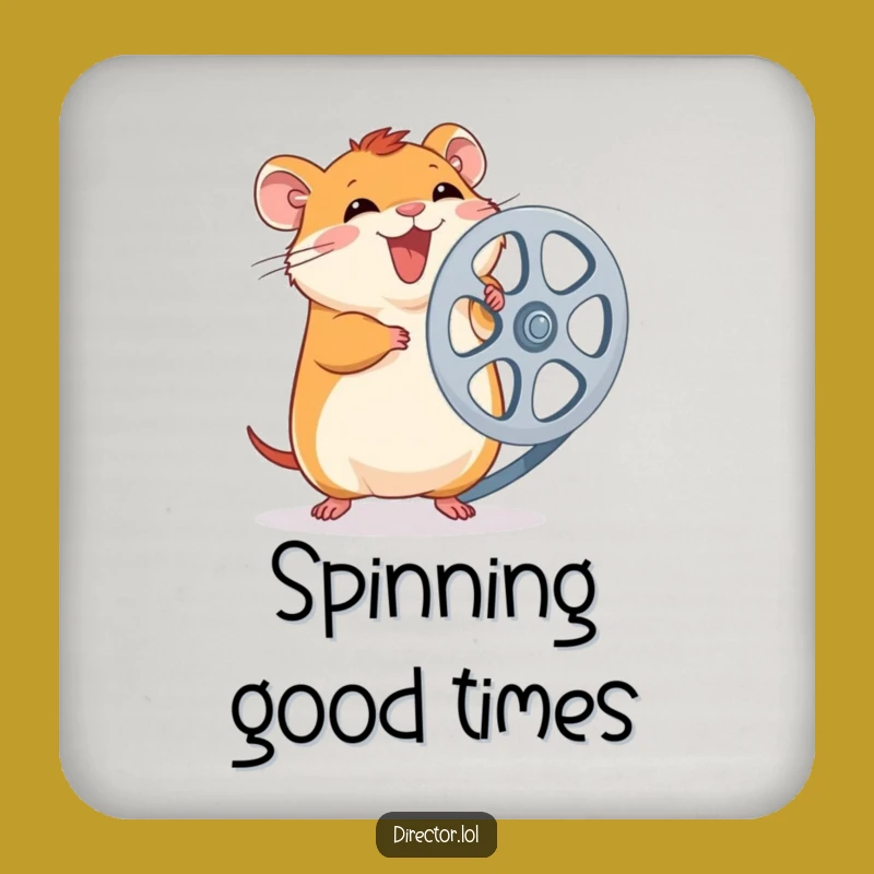 Funny Hamster Film Reel Coaster Set: Hamster Spinning Reel, Protect Surfaces Hilariously