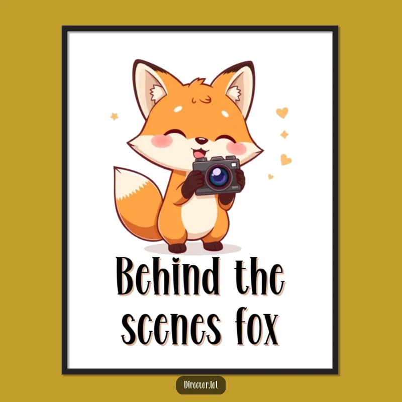 Funny Fox Director Poster: Charming Fox with Script & Camera Art, Hilarious Movie Gift Print
