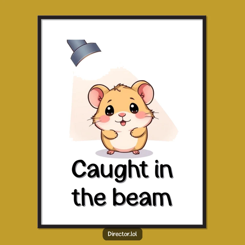 Funny Curious Hamster Spotlight Poster: Star Quality Art for Your Wall Gift