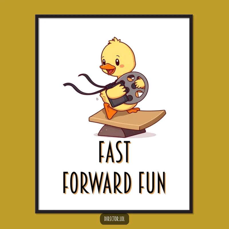 Funny Determined Duckling Film Poster: Cinematic Adventure Wall Art Print