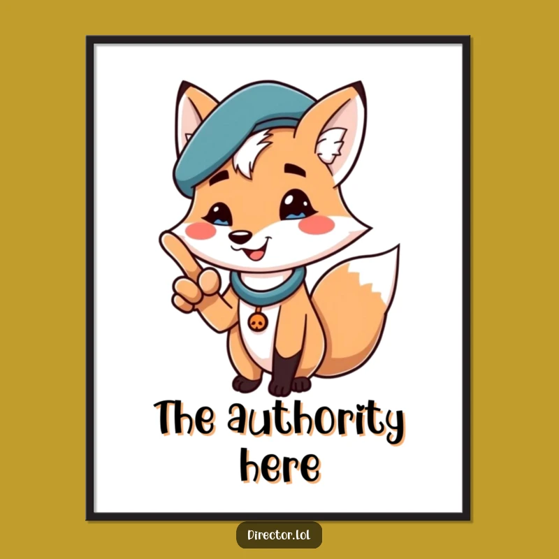 Funny Fox Beret Poster: Dramatic Flair and Humor for Your Walls, a Great Gift
