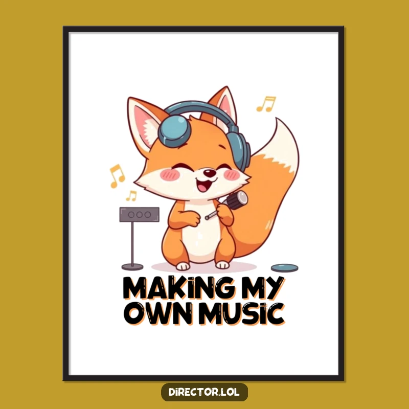 Funny Fox Conductor Poster: Musical Maestro Wall Art Gift
