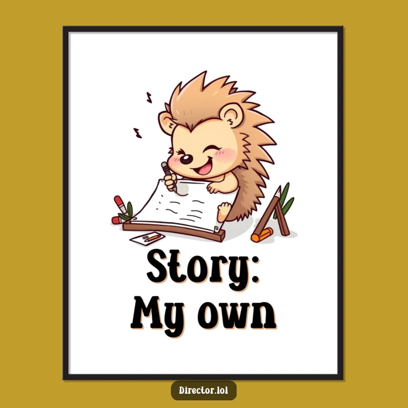 Funny Hedgehog Storyboard Poster: Artist Wall Art Gift
