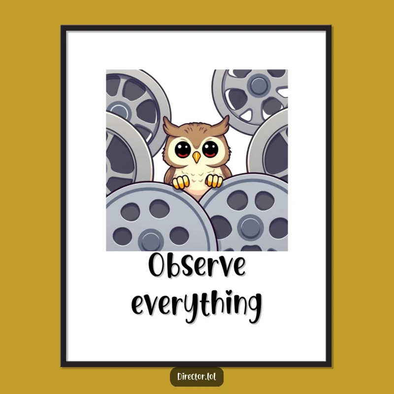 Funny Owl Film Reel Poster: Bring Whimsical Cinematic Charm to Your Space!