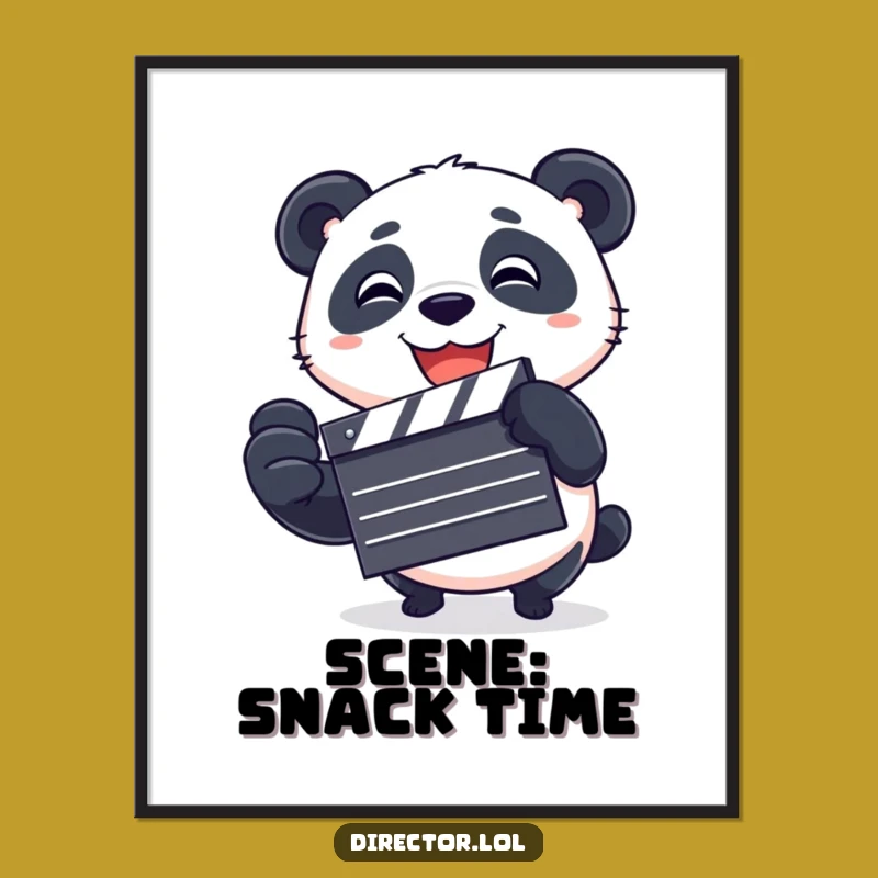 Funny Panda Clapboard Poster: Bring Playful Energy and Cinematic Fun to Your Walls!