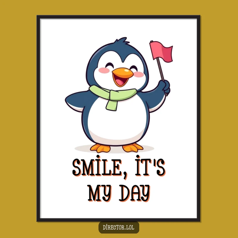Funny Penguin Flag Poster - Decorate Your Space with Pure Joy