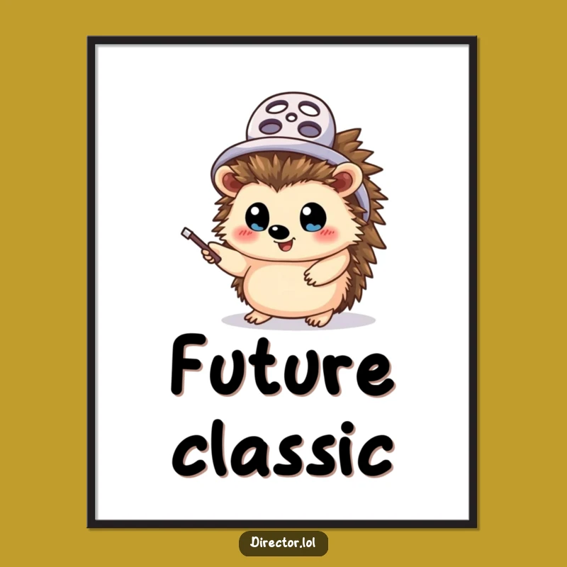 Funny Hedgehog Director Poster: Hilarious Wall Art for Film Lovers - Perfect Gift