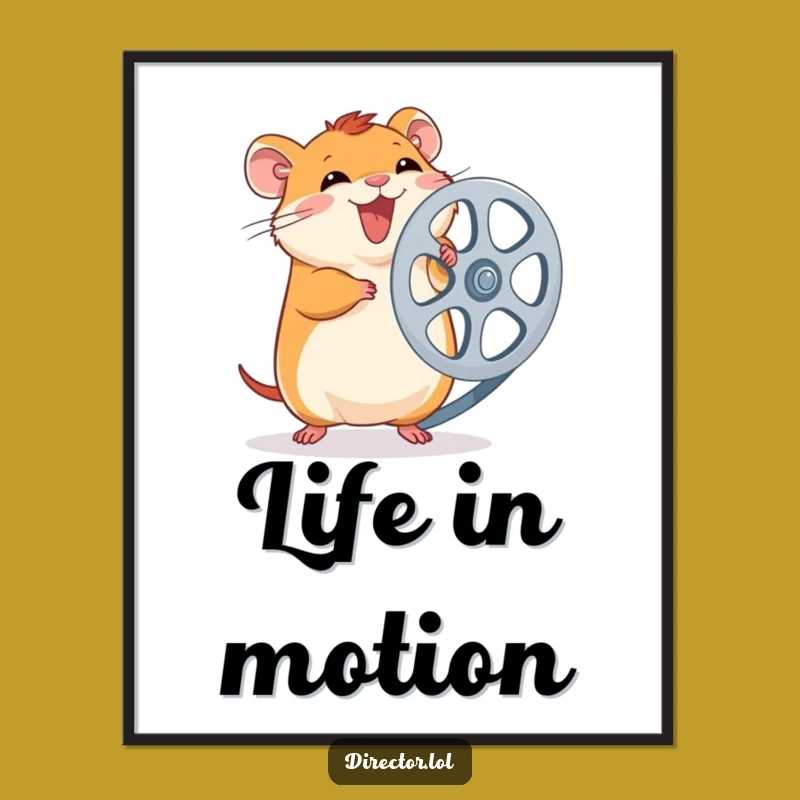 Funny Hamster Film Reel Poster: Giggling Hamster Spinning Reel Art, Hilarious Movie Gift Print