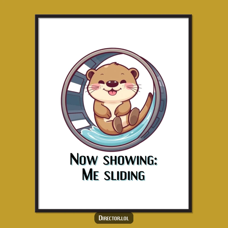 Funny Giggling Otter Film Reel Poster - Hilarious Wall Art for Movie Fans