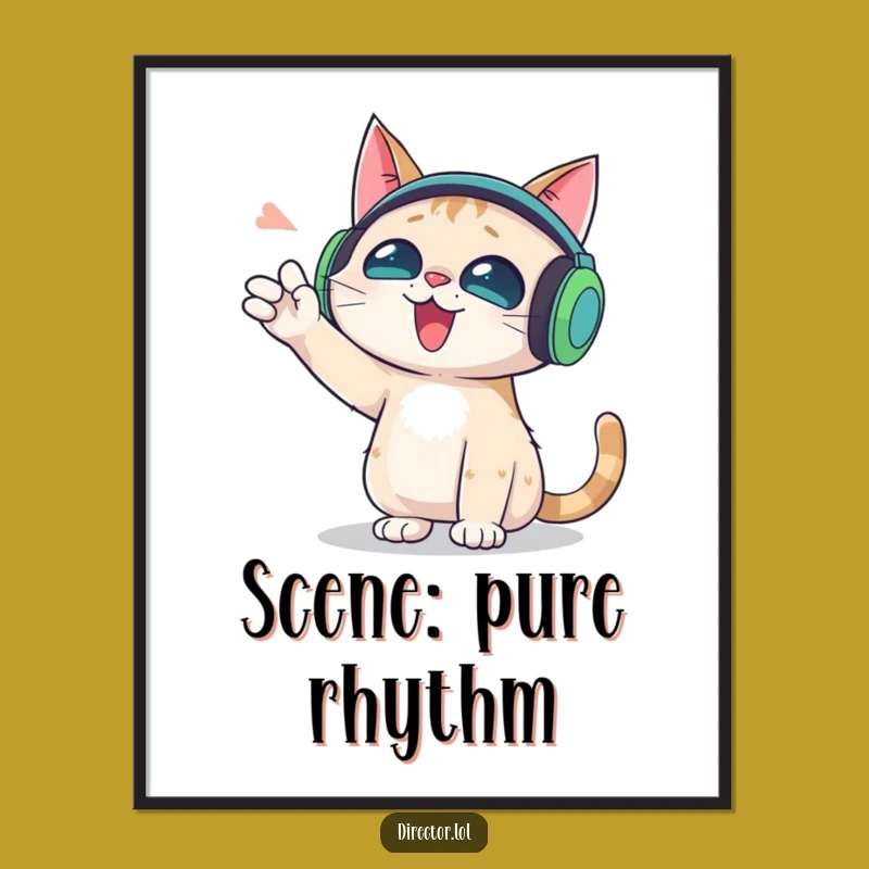 Funny DJ Cat Poster: Groovy Wall Art for Music Lovers' Spaces
