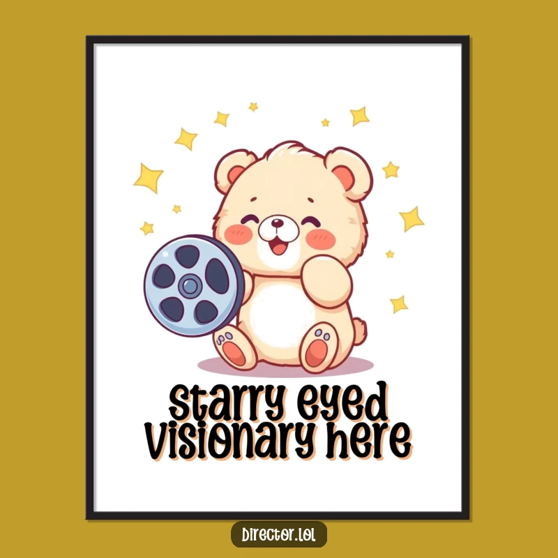 Funny Bear Cub Cinema Star Poster: Decorate Your Space with Movie Magic!