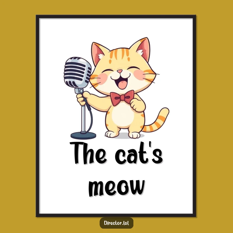 Funny Cat Microphone Poster: Hilarious Wall Art for Singers - Perfect Gift