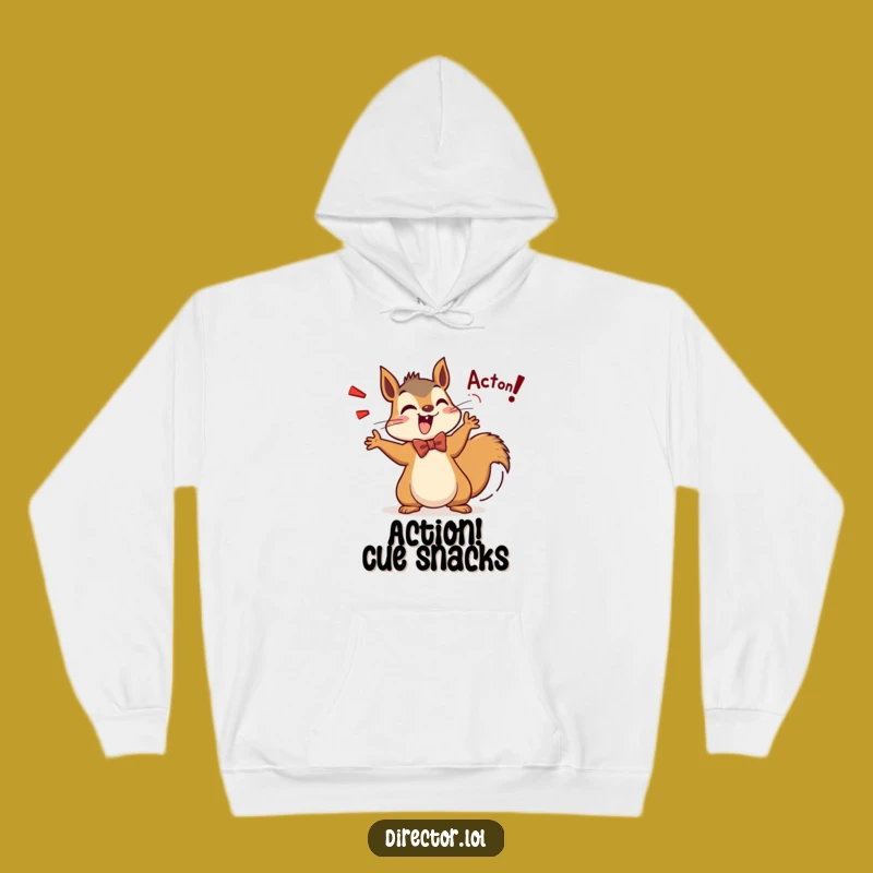 Funny Squirrel Director Hoodie: Stay Warm & Call Action! Humorous Gift for Film Fans