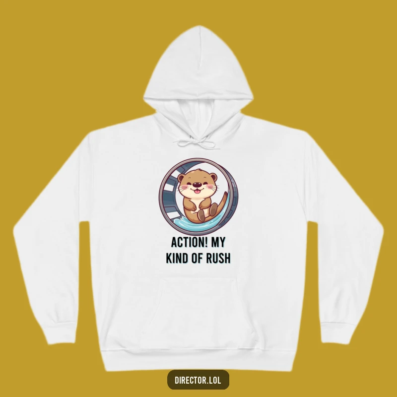 Funny Giggling Otter Film Reel Hoodie - Cozy & Hilarious Movie Lover Apparel