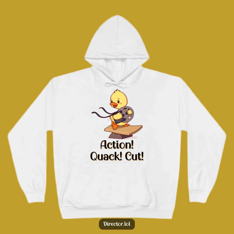 Funny Determined Duckling Film Hoodie: Cozy Sweatshirt for Cinema Buffs