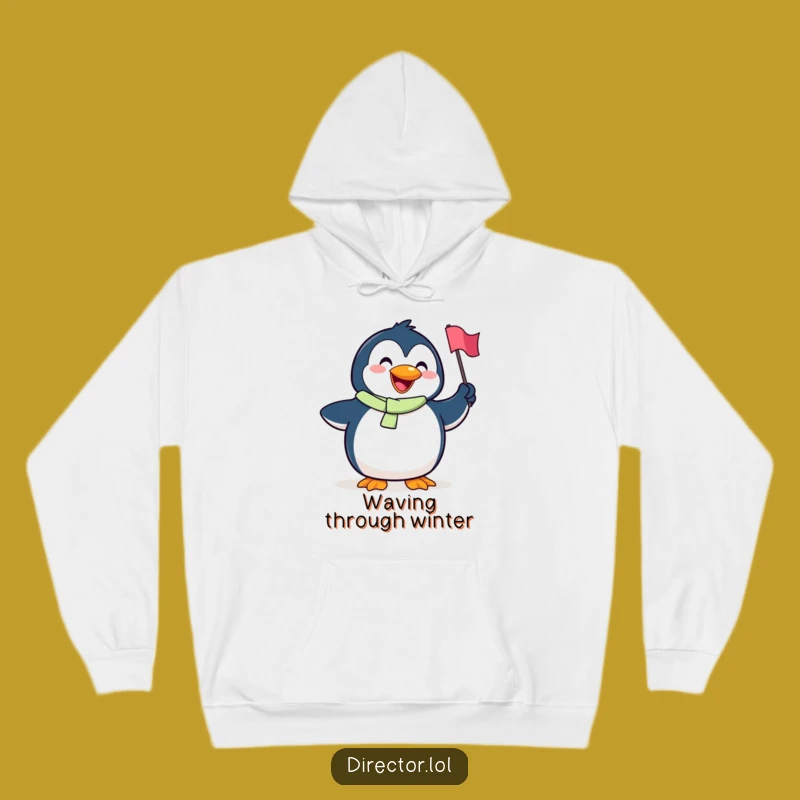 Cozy Funny Penguin Flag Hoodie - Stay Warm and Cheerful This Season