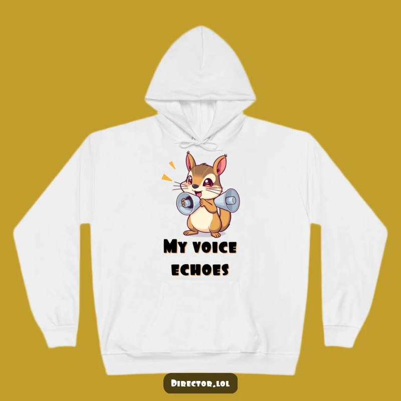 Cozy Funny Squirrel Megaphone Hoodie - Warm Motivational Sweatshirt Gift