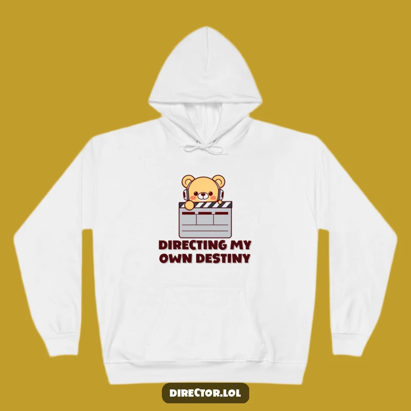Funny Bear Director Hoodie: Cozy Bear with Headphones & Clapperboard, Warm & Hilarious Gift