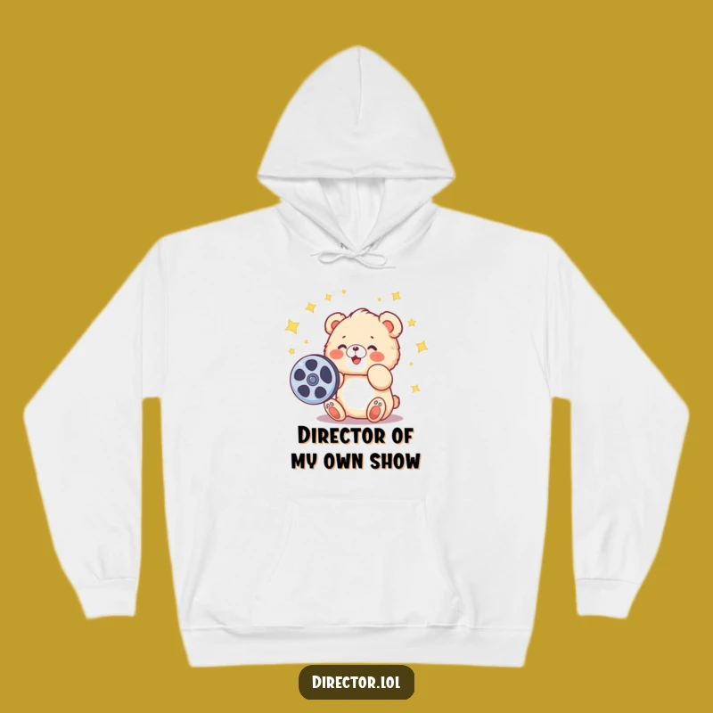 Cozy Funny Bear Cub Filmmaker Hoodie: Stay Warm While Dreaming Up Blockbusters!