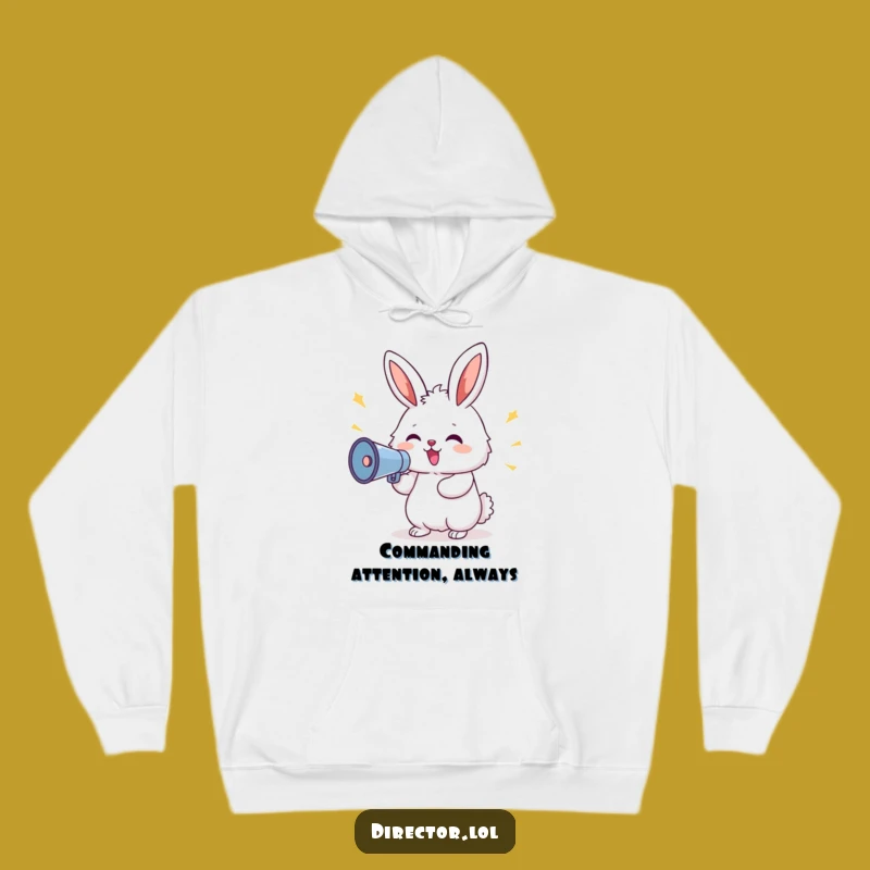 Funny Bunny Megaphone Hoodie: Cozy Bunny Shouting Commands, Warm & Whimsical Gift