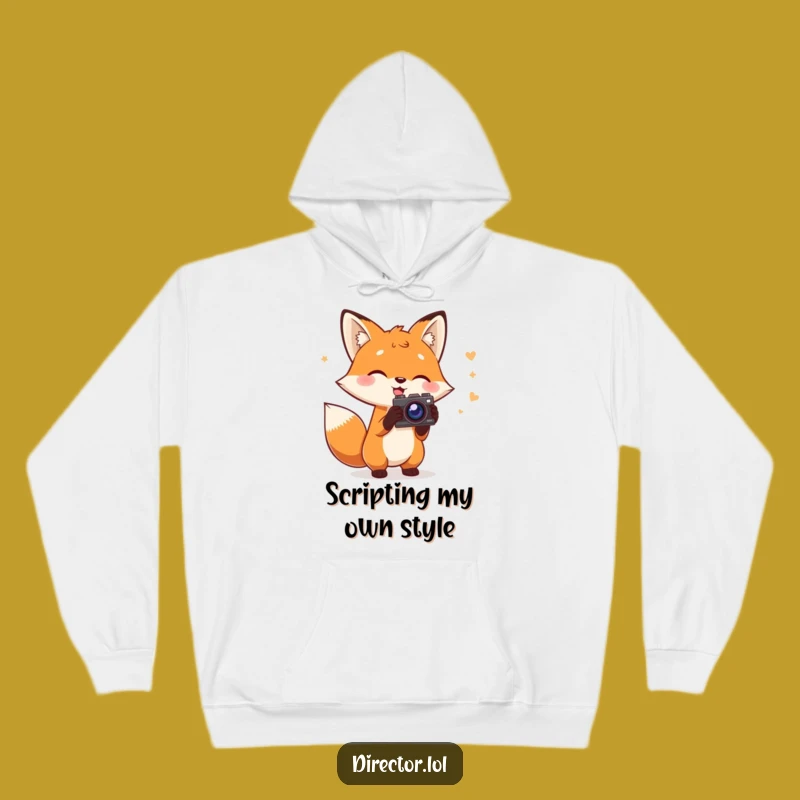 Funny Fox Director Hoodie: Cozy Fox with Script & Camera, Warm & Hilarious Gift