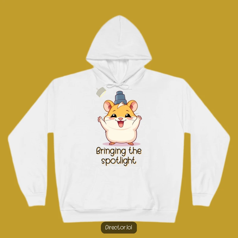 Funny Hamster Hoodie: Cozy Glow with Spotlight Humor