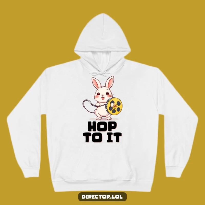 Funny Playful Rabbit Hoodie, Cozy Hilarious Film Reel Sweatshirt Gift