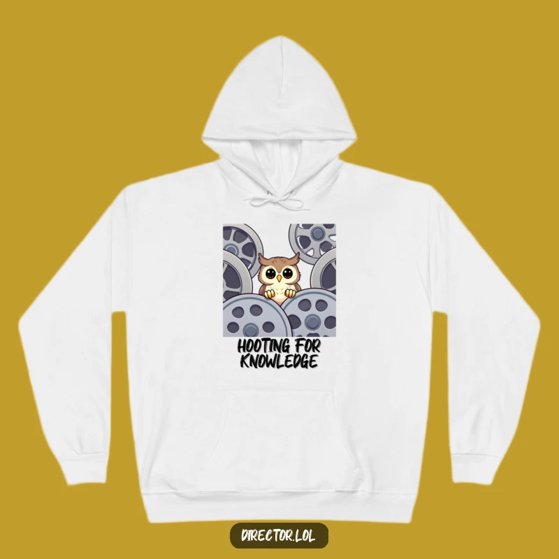 Funny Owl Film Reel Hoodie: Your Cozy Companion for Movie Nights and Curious Minds!