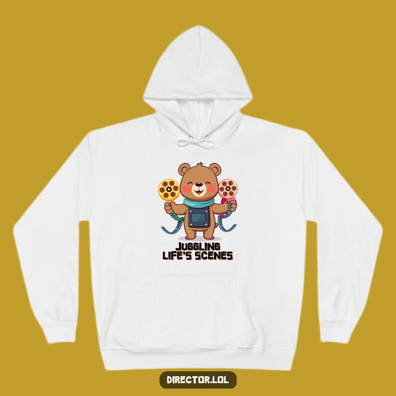 Funny Smiling Bear Juggling Hoodie: Cozy Sweatshirt for Film and Fun