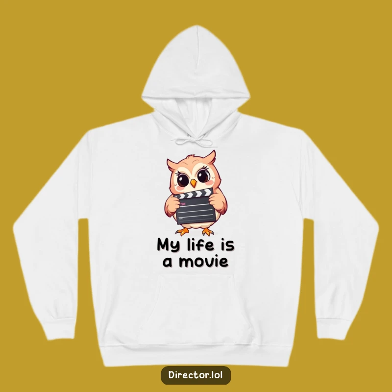 Funny Giggling Owl Hoodie: Cozy Comfort with a Hilarious Clapperboard
