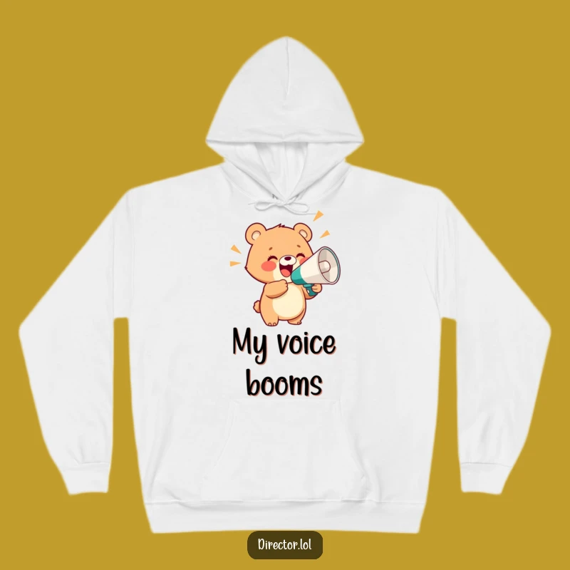 Funny Bear Cub Megaphone Hoodie: Cozy Comfort and Hilarious Enthusiasm, Great Gift