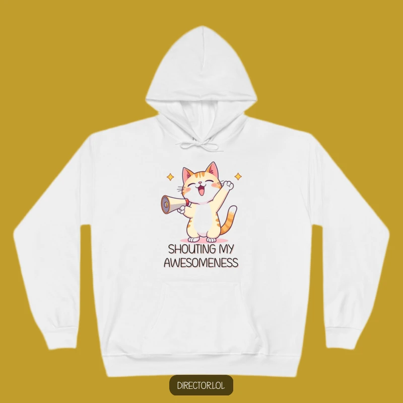 Cozy Funny Kawaii Cat Megaphone Hoodie - Stay Warm and Loud This Season