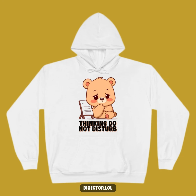 Funny Bear Director Hoodie: Cozy Contemplation! Perfect Humorous Gift for Thinkers