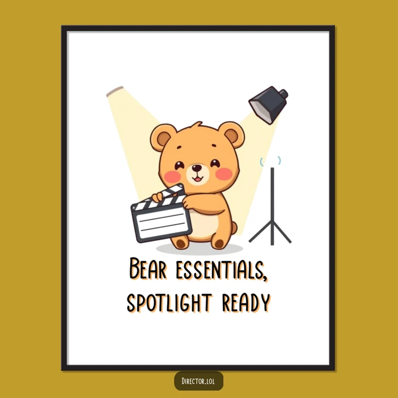 Free Printable Bear Cub Director Wall Art - Spotlight Funny Downloadable Art for Movie Buffs