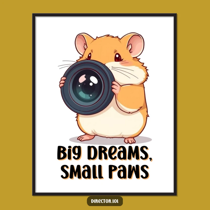 Free Printable Wall Art: Hamster Photographer Focus, Humorous Downloadable Decor