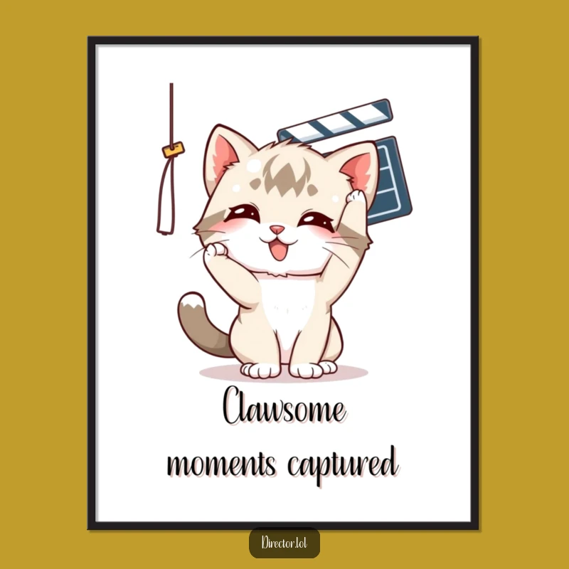 Free Printable Kitten Movie Clapper Wall Art: Funny Downloadable Decor