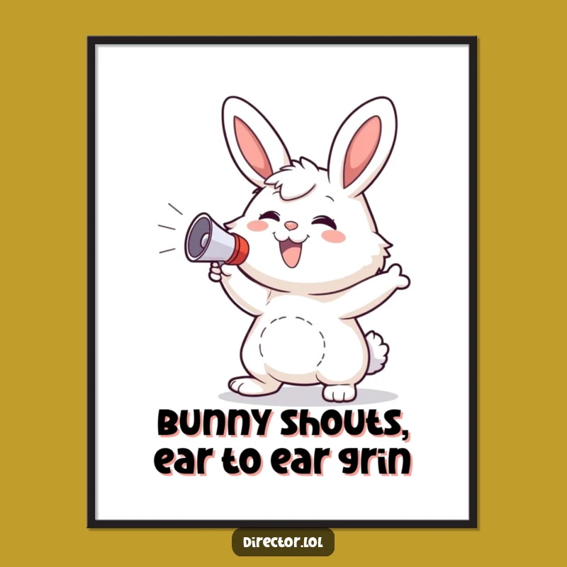 Free Printable Bunny Megaphone Wall Art - Cheerful Funny Downloadable Art for Any Room