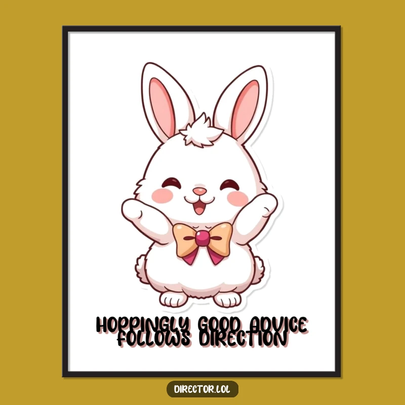 Free Printable Bunny Wall Art, Funny Downloadable Poster for Kids Room, Humorous Bowtie Bunny Decor