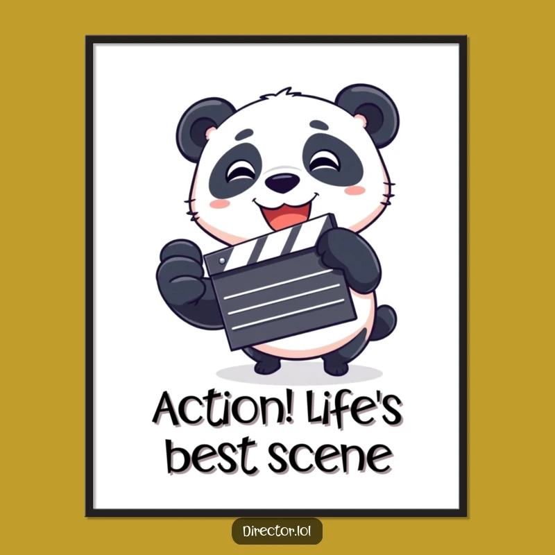 Free Printable Panda Clapboard Wall Art - Funky DIY Downloadable Poster for Film Enthusiasts