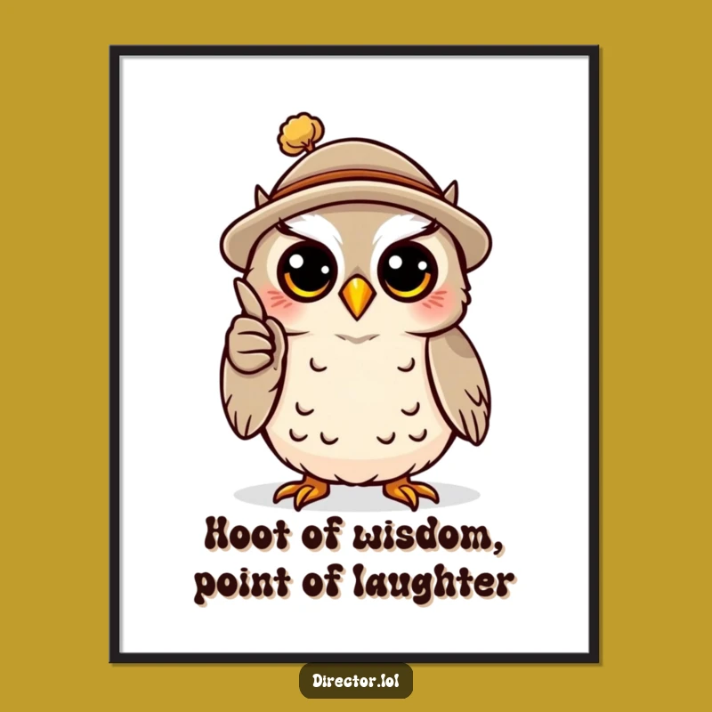 Funny Free Printable Wall Art: Owl Pointer - Whimsical Downloadable Decor