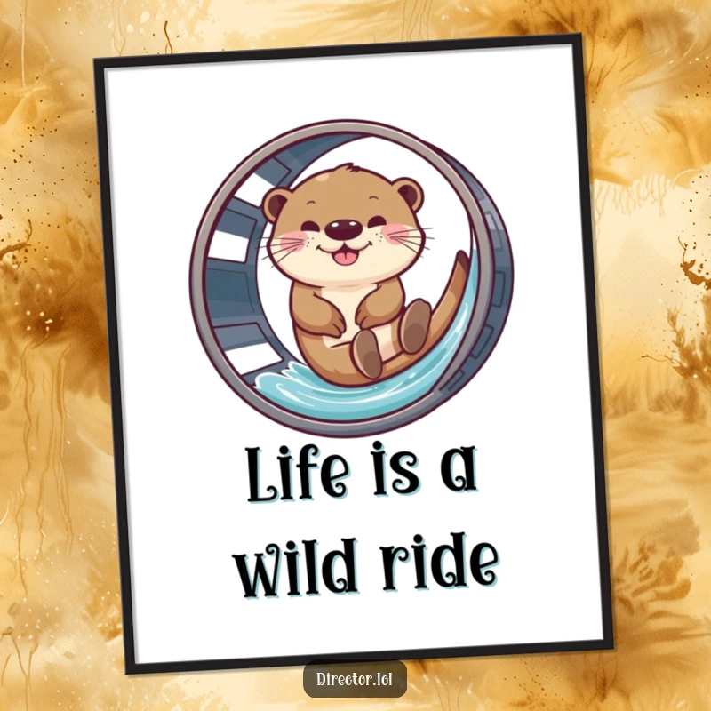 Funny Free Printable Wall Art: Giggling otter slides down a film reel, bringing cinematic fun and playful energy to any room.
